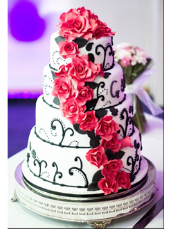 Four Tier Wedding Cake with Red Roses